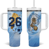 Argentina Football Land Of Champions Tumbler With Handle Halftone Dot Jaguar Mascot National Map