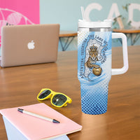Argentina Football Land Of Champions Tumbler With Handle Halftone Dot Jaguar Mascot National Map