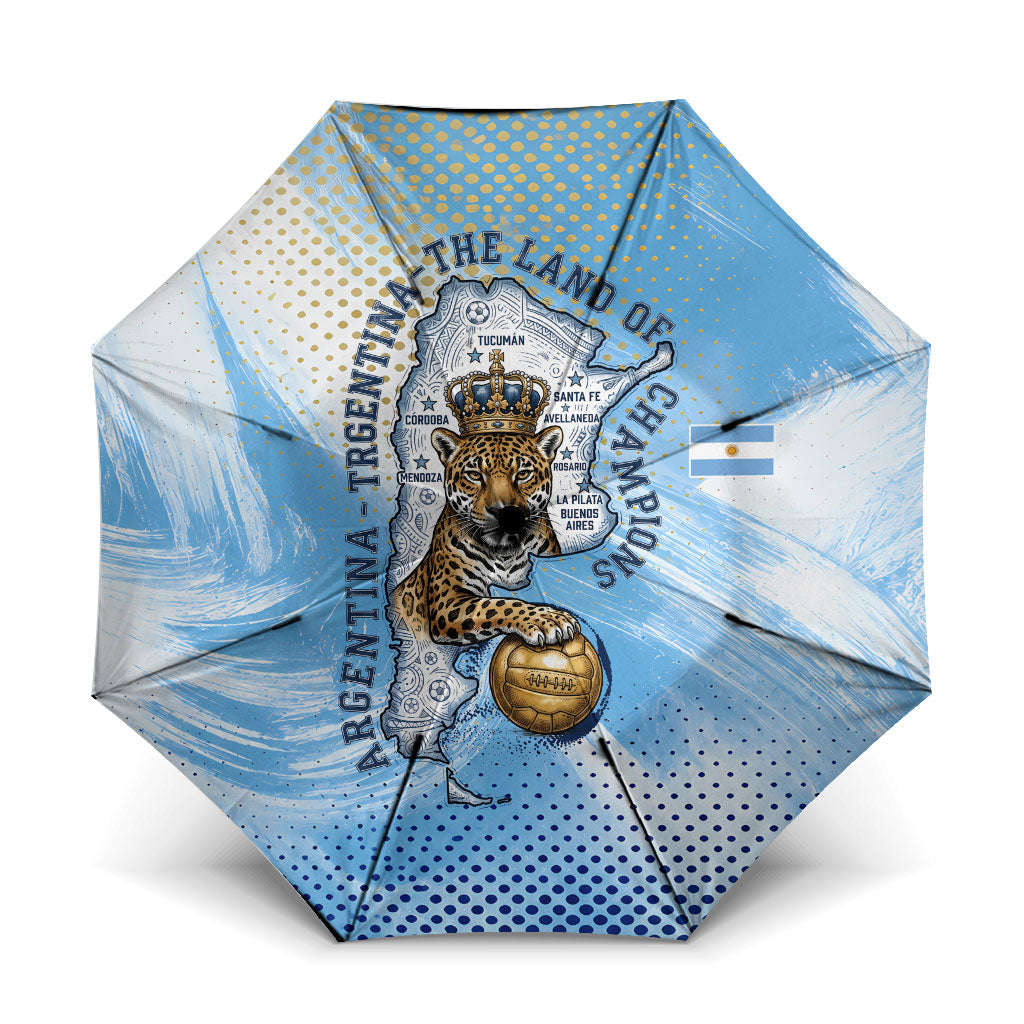 Argentina Football Land Of Champions Umbrella Halftone Dot Jaguar Mascot National Map