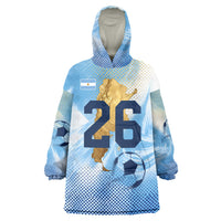 Argentina Football Land Of Champions Wearable Blanket Hoodie Halftone Dot Jaguar Mascot National Map