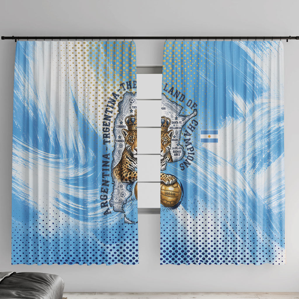 Argentina Football Land Of Champions Window Curtain Halftone Dot Jaguar Mascot National Map