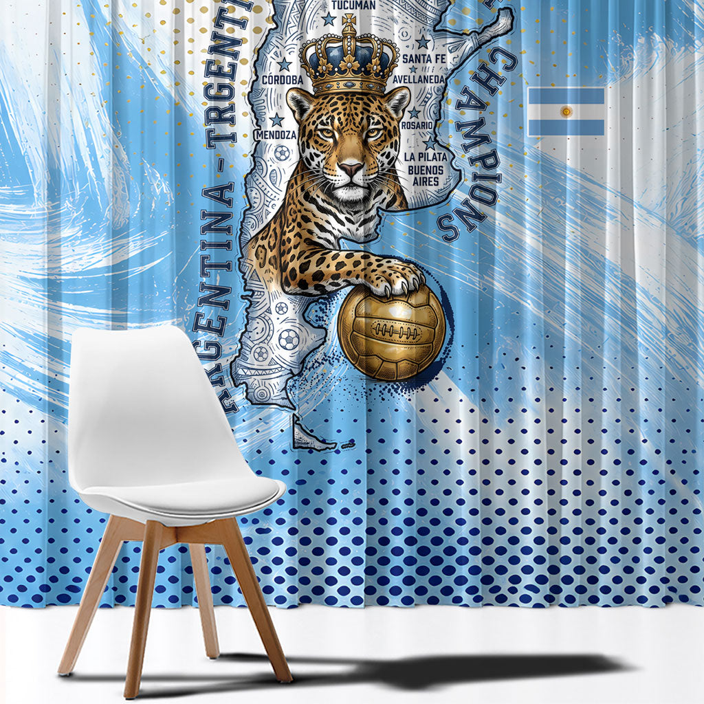 Argentina Football Land Of Champions Window Curtain Halftone Dot Jaguar Mascot National Map