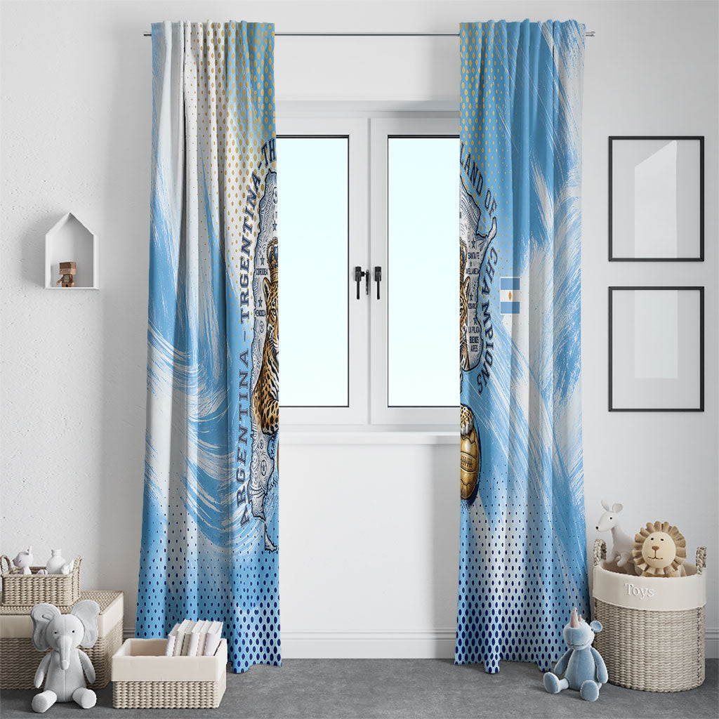 Argentina Football Land Of Champions Window Curtain Halftone Dot Jaguar Mascot National Map