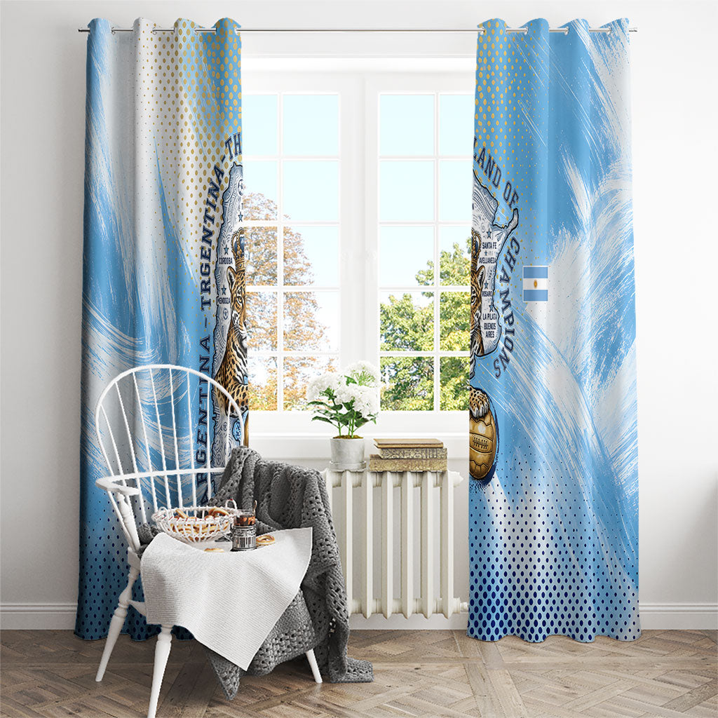 Argentina Football Land Of Champions Window Curtain Halftone Dot Jaguar Mascot National Map