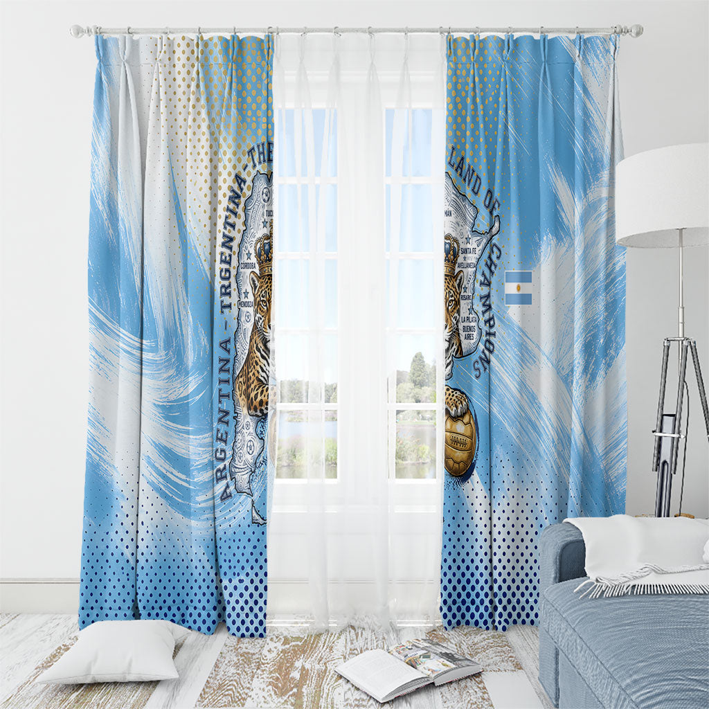 Argentina Football Land Of Champions Window Curtain Halftone Dot Jaguar Mascot National Map