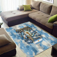 Argentina Football Campeones Del Mundo 2026 Area Rug Champions Soccer Flag Watercolor Paint Drips Trophy