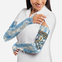 Argentina Football Campeones Del Mundo 2026 Arm Sleeves Champions Soccer Flag Watercolor Paint Drips Trophy