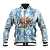 Argentina Football Campeones Del Mundo 2026 Baseball Jacket Champions Soccer Flag Watercolor Paint Drips Trophy