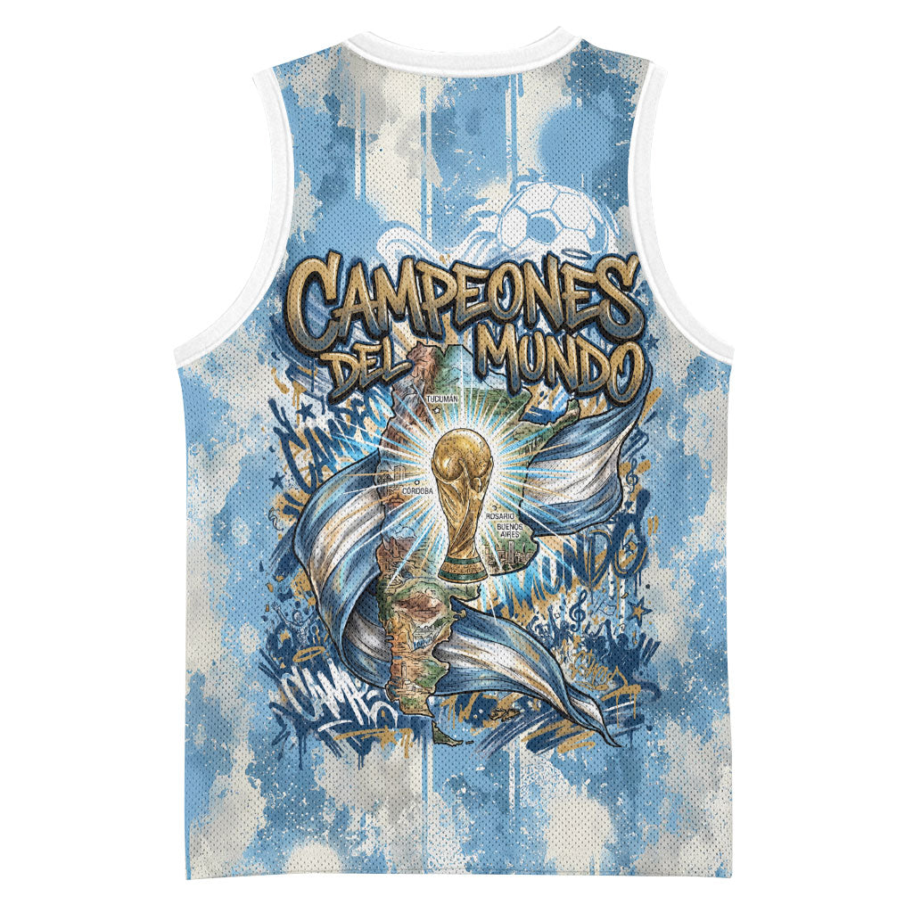 Argentina Football Campeones Del Mundo 2026 Basketball Jersey Champions Soccer Flag Watercolor Paint Drips Trophy
