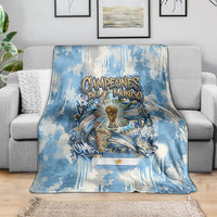 Argentina Football Campeones Del Mundo 2026 Blanket Champions Soccer Flag Watercolor Paint Drips Trophy