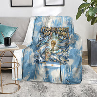 Argentina Football Campeones Del Mundo 2026 Blanket Champions Soccer Flag Watercolor Paint Drips Trophy