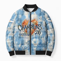 Argentina Football Campeones Del Mundo 2026 Bomber Puffer Jacket Champions Soccer Flag Watercolor Paint Drips Trophy