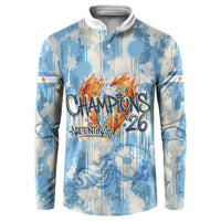 Argentina Football Campeones Del Mundo 2026 Button Sweatshirt Champions Soccer Flag Watercolor Paint Drips Trophy