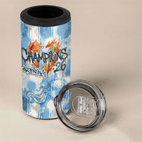 Argentina Football Campeones Del Mundo 2026 4 in 1 Can Cooler Tumbler Champions Soccer Flag Watercolor Paint Drips Trophy