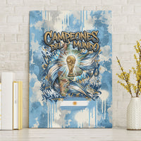 Argentina Football Campeones Del Mundo 2026 Canvas Wall Art Champions Soccer Flag Watercolor Paint Drips Trophy