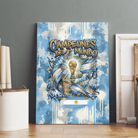Argentina Football Campeones Del Mundo 2026 Canvas Wall Art Champions Soccer Flag Watercolor Paint Drips Trophy