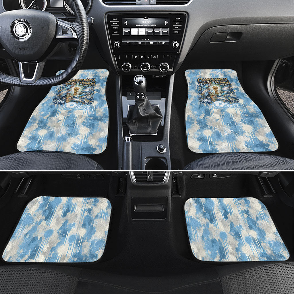 Argentina Football Campeones Del Mundo 2026 Car Mats Champions Soccer Flag Watercolor Paint Drips Trophy