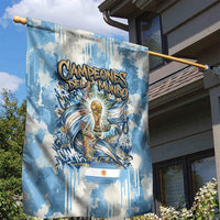 Argentina Football Campeones Del Mundo 2026 Garden Flag Champions Soccer Flag Watercolor Paint Drips Trophy