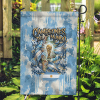 Argentina Football Campeones Del Mundo 2026 Garden Flag Champions Soccer Flag Watercolor Paint Drips Trophy