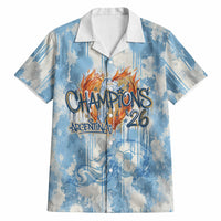 Argentina Football Campeones Del Mundo 2026 Hawaiian Shirt Champions Soccer Flag Watercolor Paint Drips Trophy
