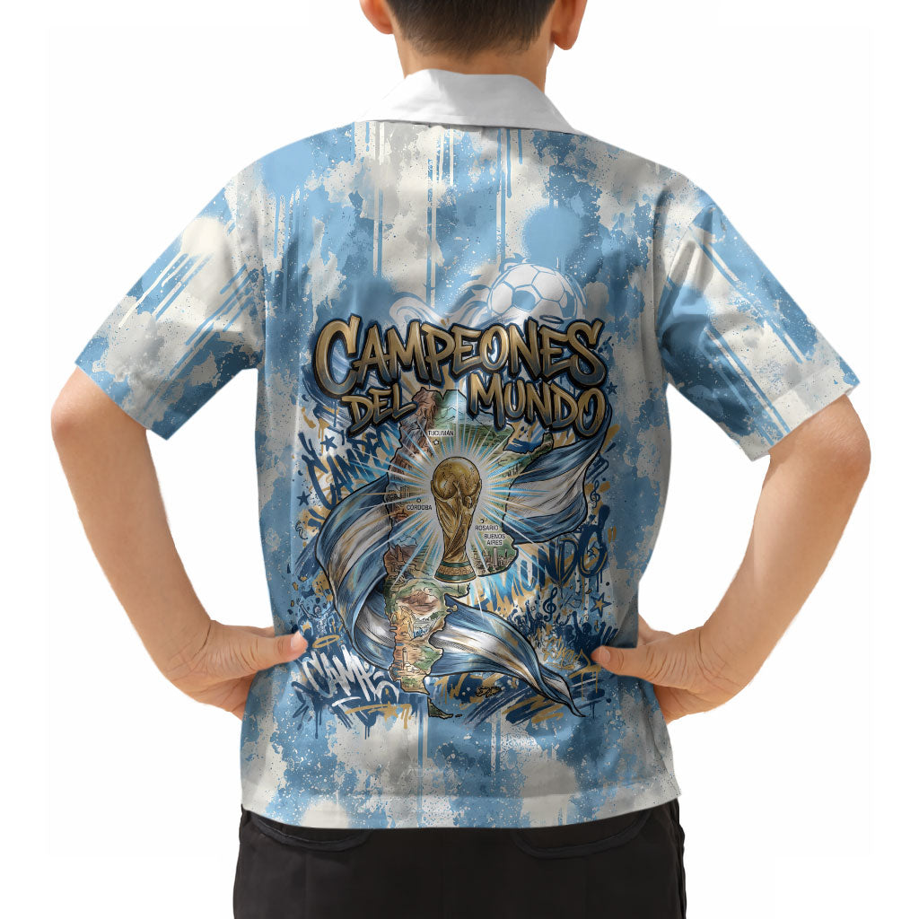 Argentina Football Campeones Del Mundo 2026 Hawaiian Shirt Champions Soccer Flag Watercolor Paint Drips Trophy