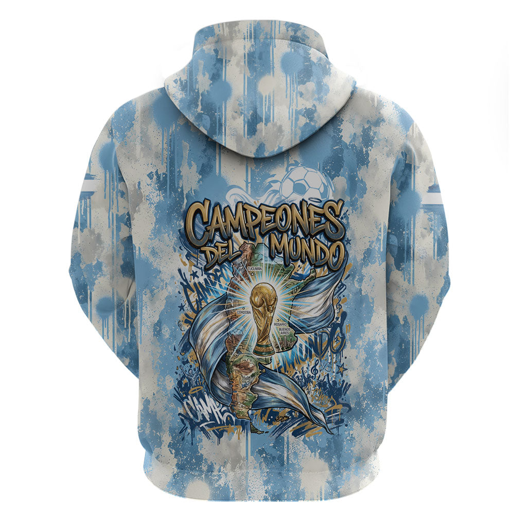 Argentina Football Campeones Del Mundo 2026 Hoodie Champions Soccer Flag Watercolor Paint Drips Trophy