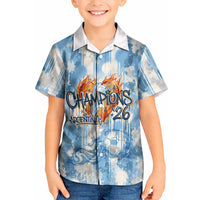 Argentina Football Campeones Del Mundo 2026 Kid Hawaiian Shirt Champions Soccer Flag Watercolor Paint Drips Trophy