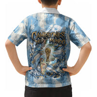 Argentina Football Campeones Del Mundo 2026 Kid Hawaiian Shirt Champions Soccer Flag Watercolor Paint Drips Trophy