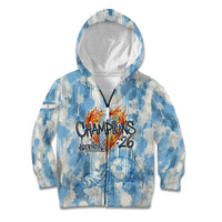 Argentina Football Campeones Del Mundo 2026 Kid Hoodie Champions Soccer Flag Watercolor Paint Drips Trophy