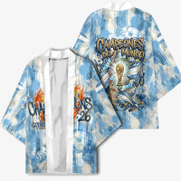 Argentina Football Campeones Del Mundo 2026 Kimono Champions Soccer Flag Watercolor Paint Drips Trophy
