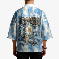 Argentina Football Campeones Del Mundo 2026 Kimono Champions Soccer Flag Watercolor Paint Drips Trophy