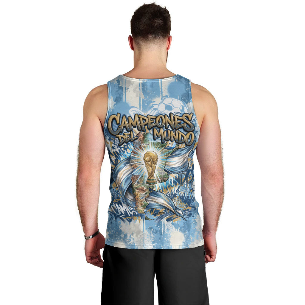 Argentina Football Campeones Del Mundo 2026 Men Tank Top Champions Soccer Flag Watercolor Paint Drips Trophy