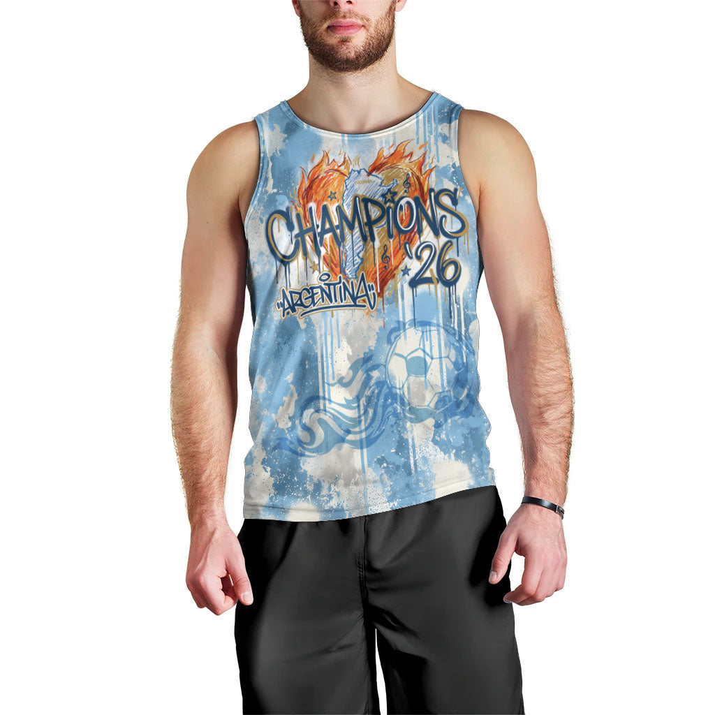Argentina Football Campeones Del Mundo 2026 Men Tank Top Champions Soccer Flag Watercolor Paint Drips Trophy