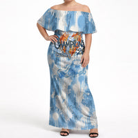 Argentina Football Campeones Del Mundo 2026 Off Shoulder Maxi Dress Champions Soccer Flag Watercolor Paint Drips Trophy