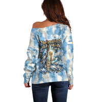 Argentina Football Campeones Del Mundo 2026 Off Shoulder Sweater Champions Soccer Flag Watercolor Paint Drips Trophy