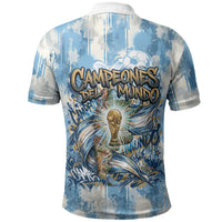 Argentina Football Campeones Del Mundo 2026 Polo Shirt Champions Soccer Flag Watercolor Paint Drips Trophy