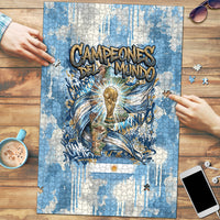 Argentina Football Campeones Del Mundo 2026 Puzzle Champions Soccer Flag Watercolor Paint Drips Trophy