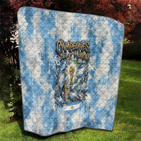 Argentina Football Campeones Del Mundo 2026 Quilt Champions Soccer Flag Watercolor Paint Drips Trophy