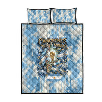 Argentina Football Campeones Del Mundo 2026 Quilt Bed Set Champions Soccer Flag Watercolor Paint Drips Trophy