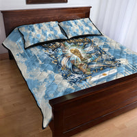 Argentina Football Campeones Del Mundo 2026 Quilt Bed Set Champions Soccer Flag Watercolor Paint Drips Trophy