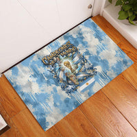 Argentina Football Campeones Del Mundo 2026 Rubber Doormat Champions Soccer Flag Watercolor Paint Drips Trophy