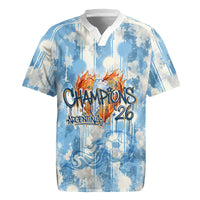 Argentina Football Campeones Del Mundo 2026 Rugby Jersey Champions Soccer Flag Watercolor Paint Drips Trophy
