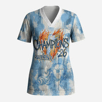 Argentina Football Campeones Del Mundo 2026 Scrub Top Champions Soccer Flag Watercolor Paint Drips Trophy