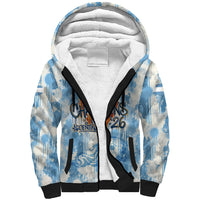 Argentina Football Campeones Del Mundo 2026 Sherpa Hoodie Champions Soccer Flag Watercolor Paint Drips Trophy