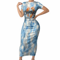 Argentina Football Campeones Del Mundo 2026 Short Sleeve Bodycon Dress Champions Soccer Flag Watercolor Paint Drips Trophy