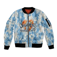Argentina Football Campeones Del Mundo 2026 Sleeve Zip Bomber Jacket Champions Soccer Flag Watercolor Paint Drips Trophy