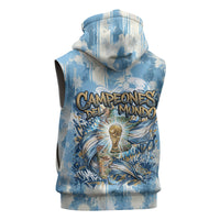 Argentina Football Campeones Del Mundo 2026 Sleeveless Hoodie Champions Soccer Flag Watercolor Paint Drips Trophy