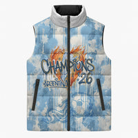 Argentina Football Campeones Del Mundo 2026 Sleeveless Puffer Jacket Champions Soccer Flag Watercolor Paint Drips Trophy