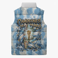 Argentina Football Campeones Del Mundo 2026 Sleeveless Puffer Jacket Champions Soccer Flag Watercolor Paint Drips Trophy
