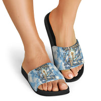 Argentina Football Campeones Del Mundo 2026 Slide Sandals Champions Soccer Flag Watercolor Paint Drips Trophy